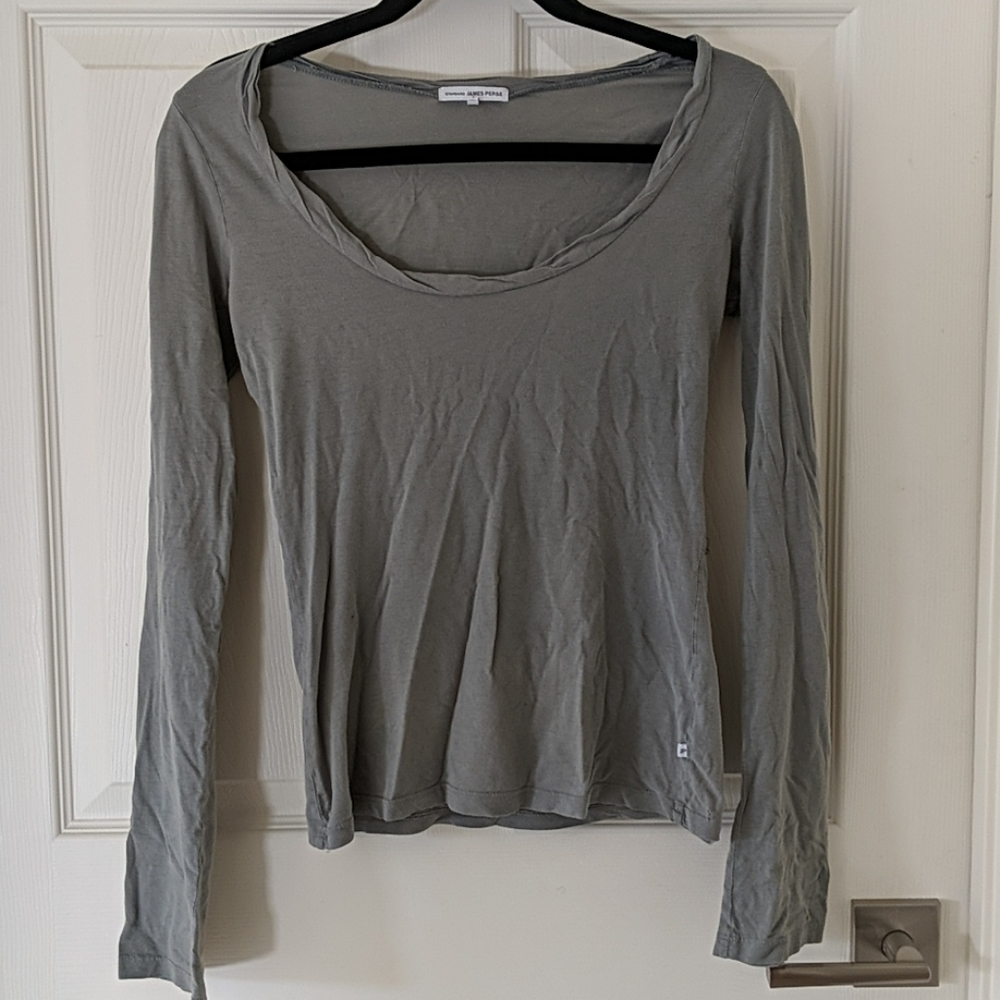 James Perse long sleeve wide collar supima shirt